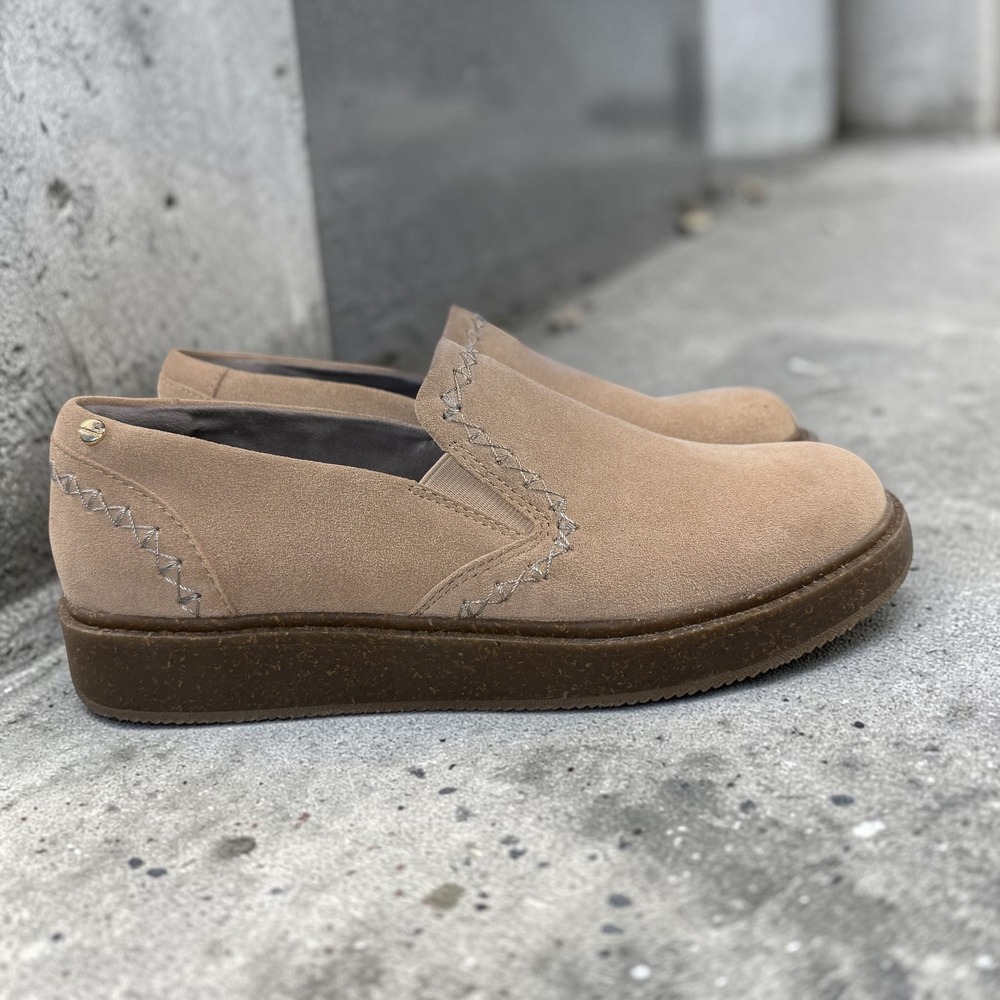Earth Elements Abelia Wheat Suede Slip On Platform Loafers‎ Whipstitch Shoes 9M